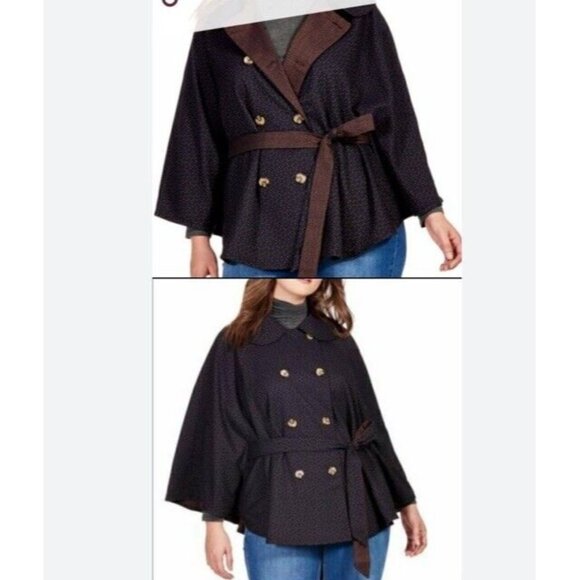 NWT Melissa McCarthy Seven 7 womens 3X Reversible cape navy blue & gold bronze - Picture 3 of 7